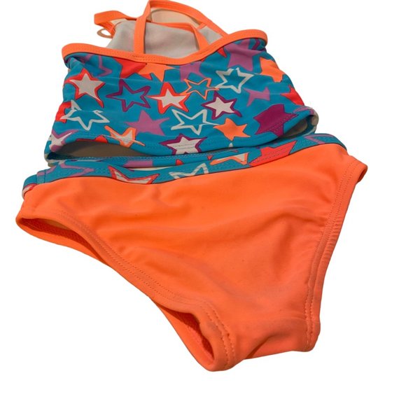 Wonder Nation Girls 12M Orange & Blue Two Piece Bathing Suit - Picture 4 of 10